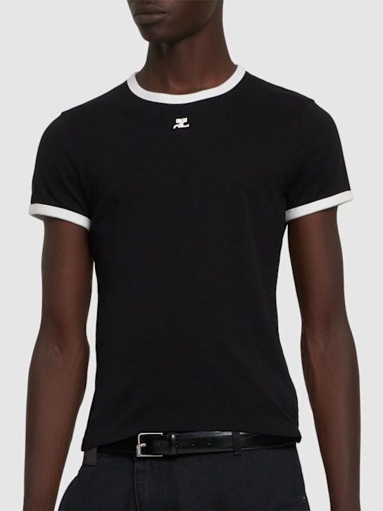 Courrèges: Bumpy contrast jersey t-shirt - men_2 | Luisa Via Roma