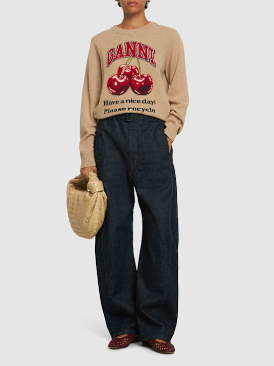 GANNI: Graphic cherry wool blend sweater - women_1 | Luisa Via Roma