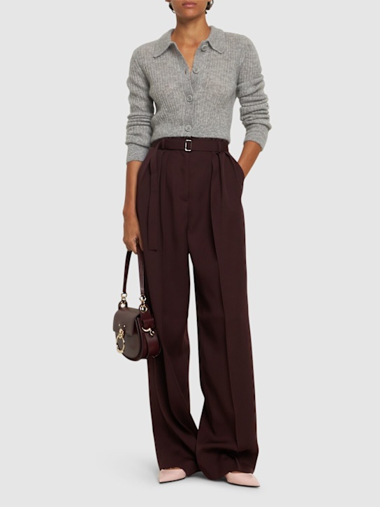 Lanvin: Pleated high rise wide pants - women_1 | Luisa Via Roma