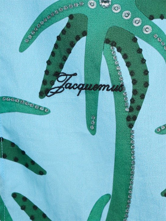 Jacquemus: La chemise jean printed ss shirt - Print Palmtrees - men_4 | Luisa Via Roma