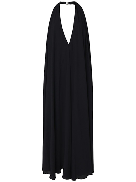 Jacquemus: La Robe Norma low cut back long dress - Dark Blue - women_0 | Luisa Via Roma