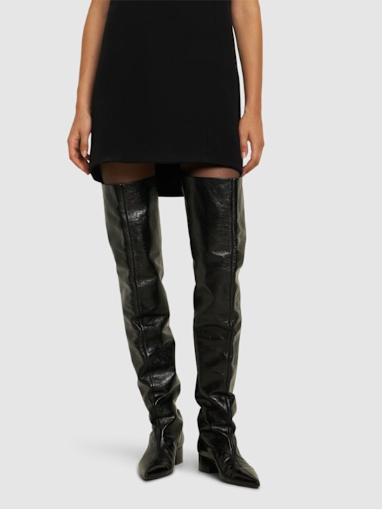 Khaite: 40mm Andee leather over-the-knee boots - Black - women_1 | Luisa Via Roma