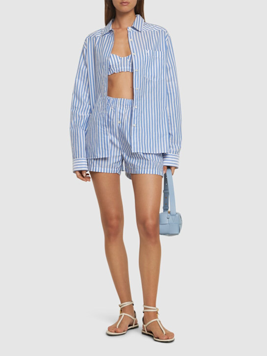 Philosophy Di Lorenzo Serafini: Striped cotton blend poplin shorts - women_1 | Luisa Via Roma