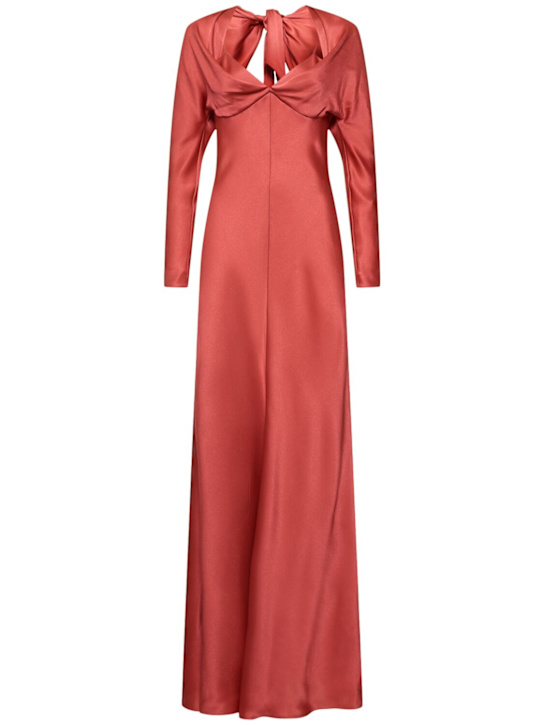 Draped satin long dress - Thumbnail 1