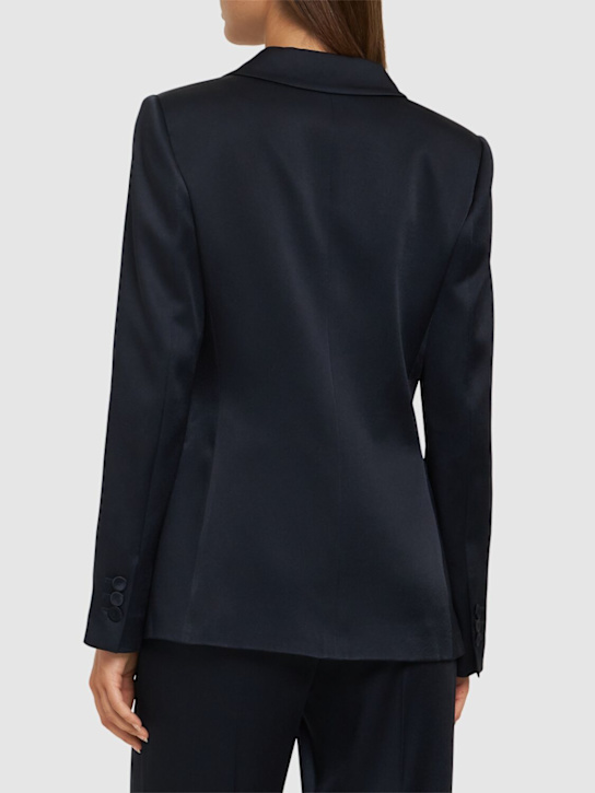 Alberta Ferretti: Satin single breast blazer - Navy - women_2 | Luisa Via Roma