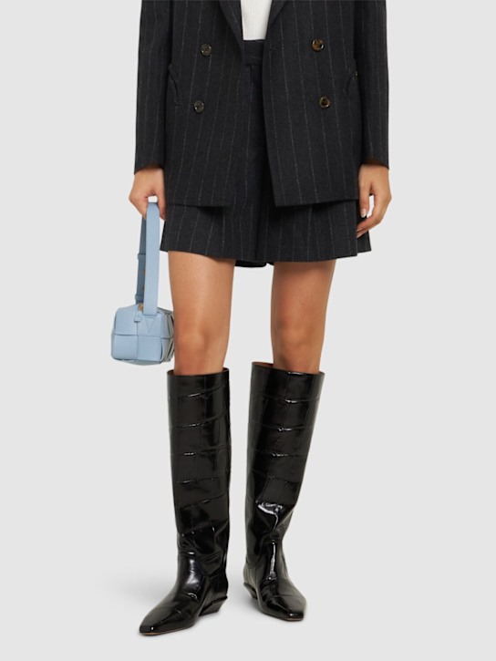 Paris Texas: 25mm Bettina croc embossed boots - Black - women_1 | Luisa Via Roma