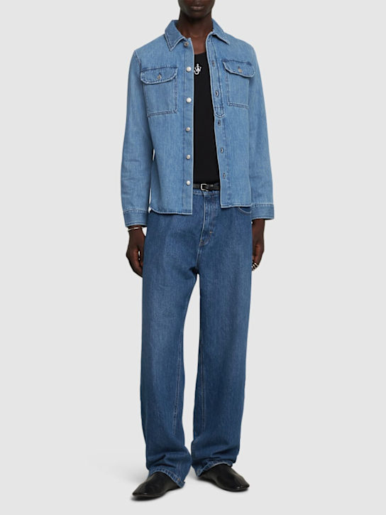 Dries Van Noten: Curtis cotton denim shirt - men_1 | Luisa Via Roma