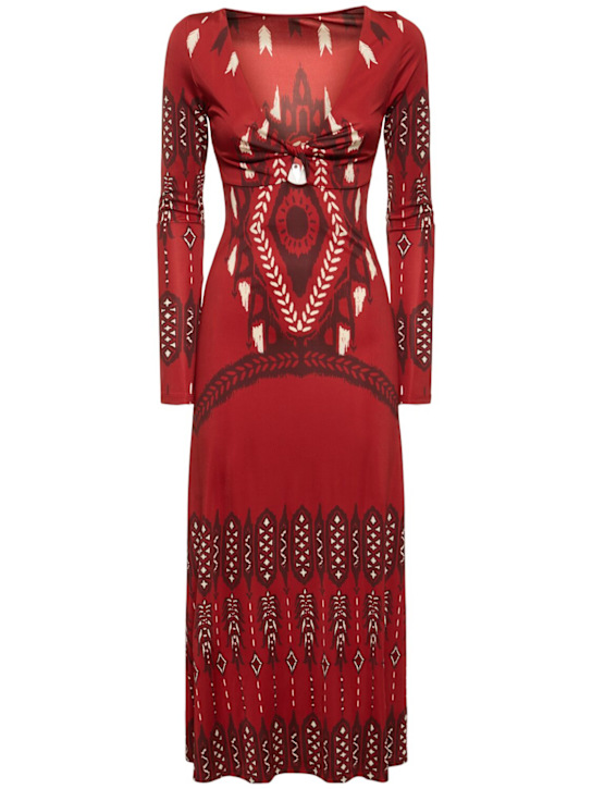 Johanna Ortiz: Broken Arrow stretch viscose midi dress - women_0 | Luisa Via Roma