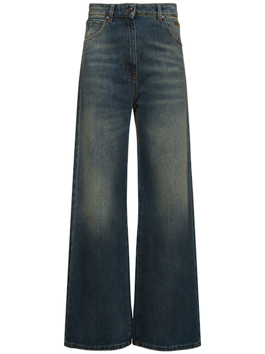 MSGM: Denim medium waist flared jeans - women_0 | Luisa Via Roma