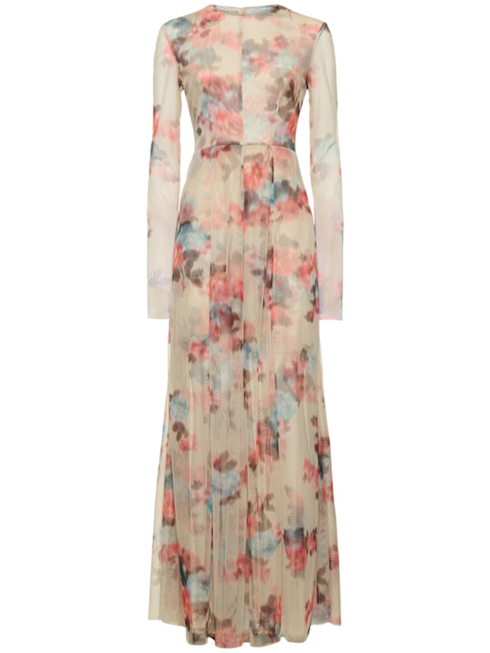 Philosophy Di Lorenzo Serafini: Long sleeve printed tulle long dress - women_0 | Luisa Via Roma