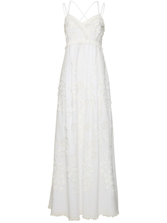 Embroidered eyelet lace long dress - Thumbnail 1