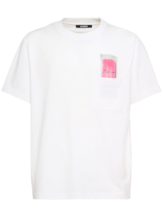 Jacquemus: Le t-shirt esquimau cotton t-shirt - White/Pink - men_0 | Luisa Via Roma