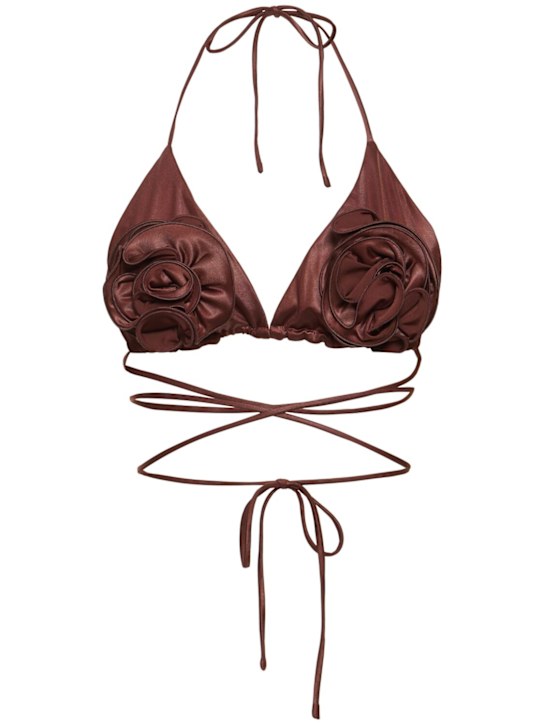Magda Butrym: Lycra rose triangle bikini top - Brown - women_0 | Luisa Via Roma