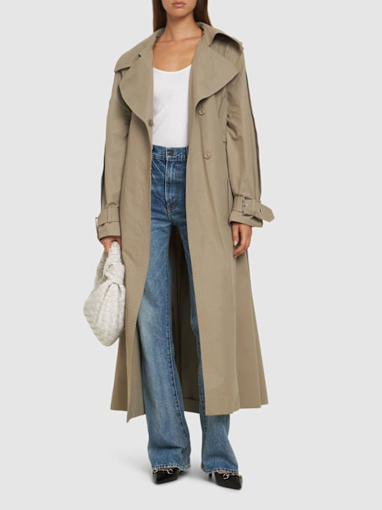 Alberta Ferretti: Belted cotton blend gabardine trench - women_1 | Luisa Via Roma