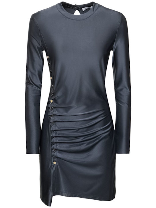 Viscose jersey mini dress w/ buttons - Thumbnail 1