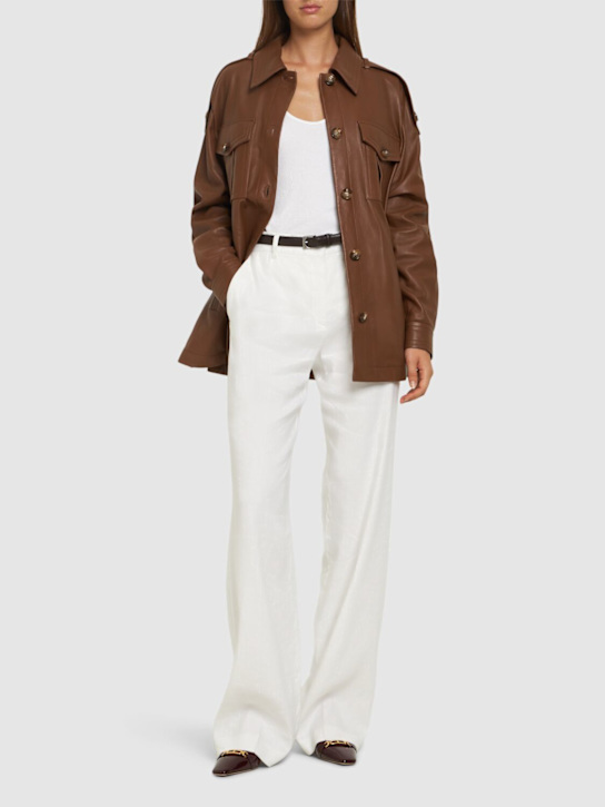 Alberta Ferretti: Buttoned leather jacket - women_1 | Luisa Via Roma