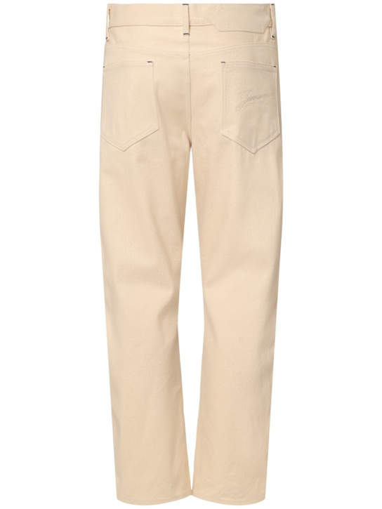 Jacquemus: Le de-nîmes venice cotton denim jeans - Off-White - men_1 | Luisa Via Roma