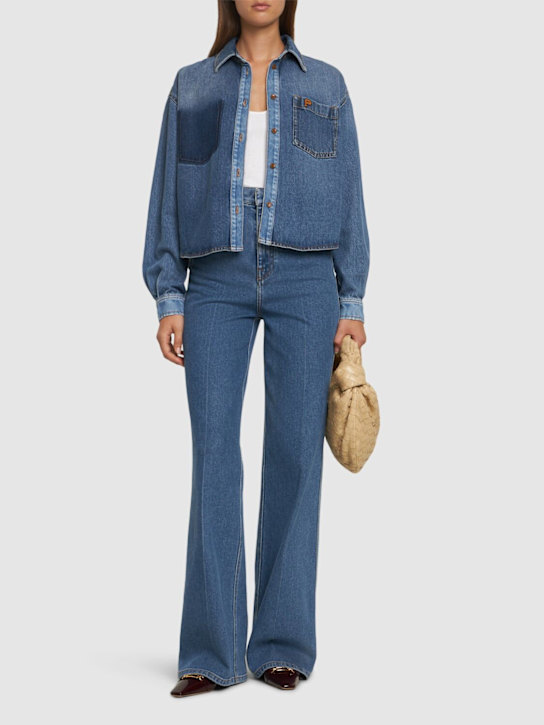 High waist denim wide leg jeans - Thumbnail 2