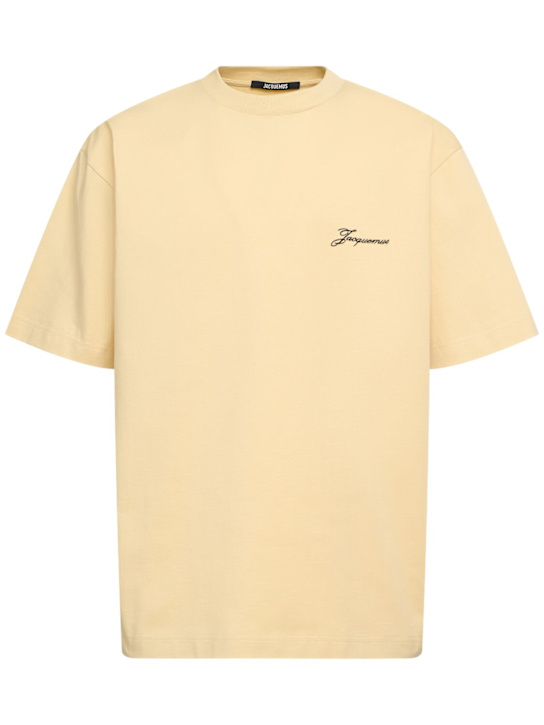 Jacquemus: Le t-shirt halteres cotton t-shirt - Beige - men_0 | Luisa Via Roma