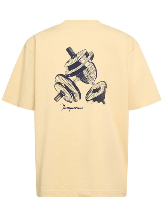 Jacquemus: Le t-shirt halteres cotton t-shirt - Beige - men_3 | Luisa Via Roma