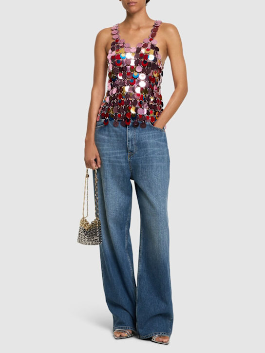 Rabanne: Round sequined mesh top - women_1 | Luisa Via Roma