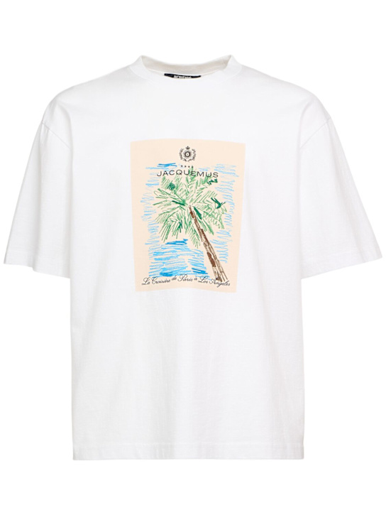 Jacquemus: Le t-shirt marino cotton logo t-shirt - White/Beige - men_0 | Luisa Via Roma