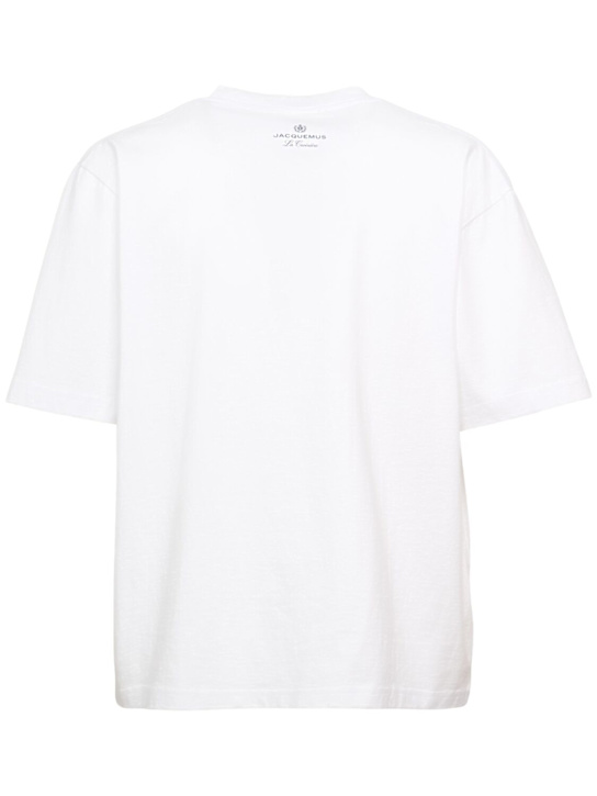 Jacquemus: Le t-shirt marino cotton logo t-shirt - White/Beige - men_3 | Luisa Via Roma