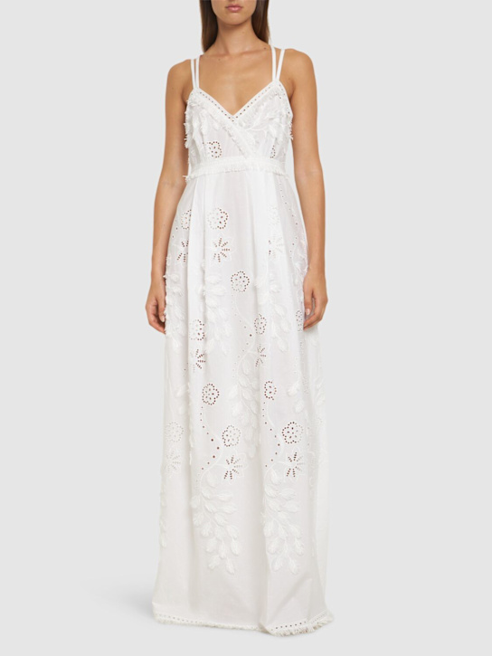 Embroidered eyelet lace long dress - Thumbnail 2