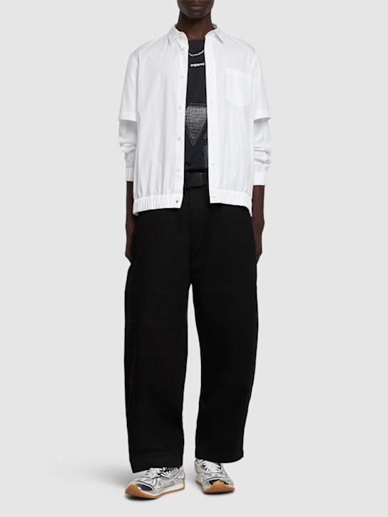 Sacai: Chemise en popeline de coton - Blanc Cassé - men_1 | Luisa Via Roma