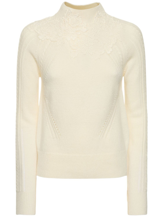 Ermanno Scervino: Embroidered knit t-neck sweater - women_0 | Luisa Via Roma