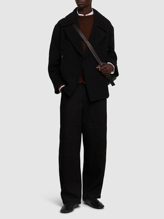 Lemaire: Double breast wool peacoat - men_1 | Luisa Via Roma
