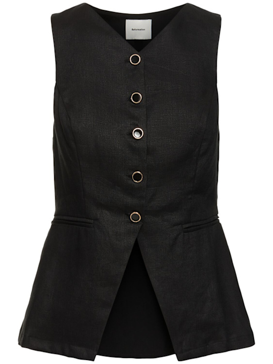 Reformation: Aspen リネントップ - ブラック - women_0 | Luisa Via Roma