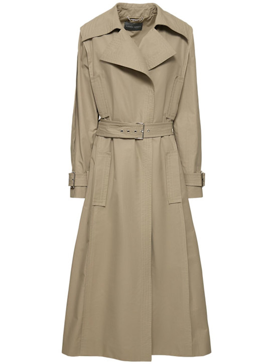 Alberta Ferretti: Belted cotton blend gabardine trench - women_0 | Luisa Via Roma