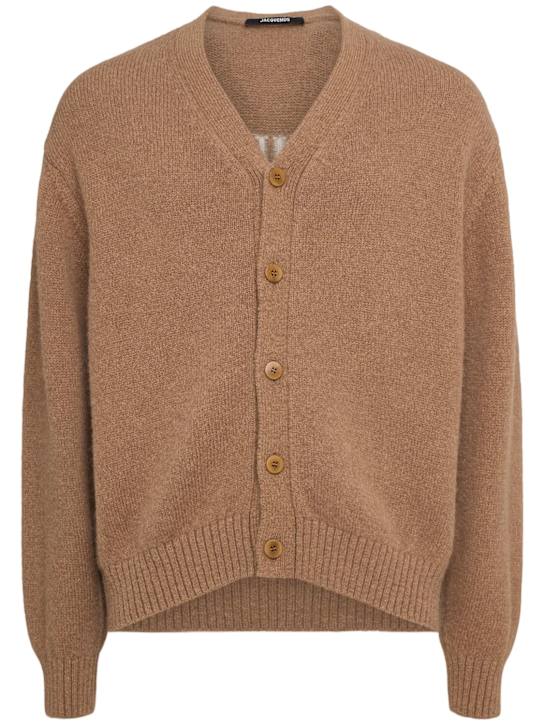 Jacquemus: Le cardigan jacquemus knit cardigan - Light Brown - men_0 | Luisa Via Roma