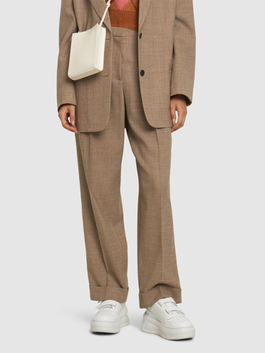 Acne Studios: 40mm Steffey leather low top sneakers - Optic White/Opt - women_1 | Luisa Via Roma