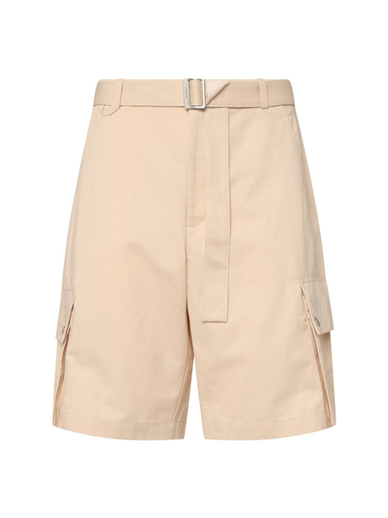 Jacquemus: Le cargo bermuda cotton & linen shorts - Beige - men_0 | Luisa Via Roma