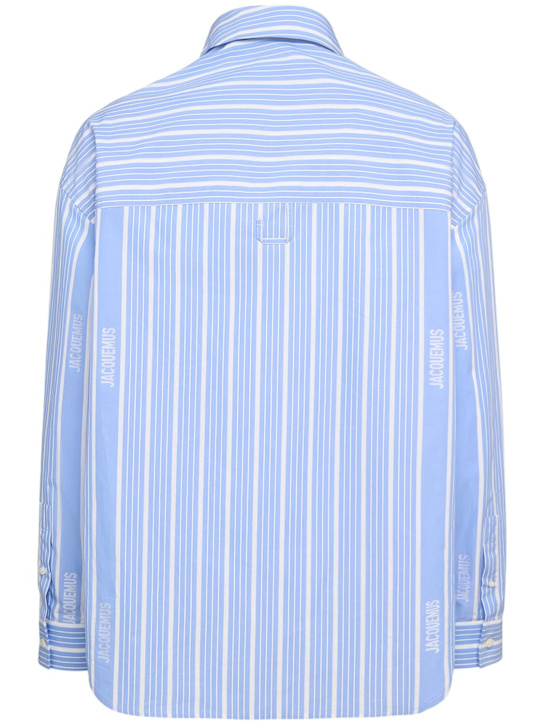 Jacquemus: La chemise cuadro asymmetric shirt - Blue/White - men_2 | Luisa Via Roma
