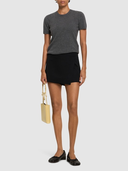 St. Agni: Stretch wool wrap shorts - Black - women_1 | Luisa Via Roma