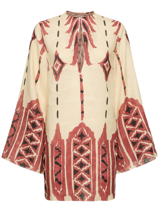 Johanna Ortiz: Desert Scout printed linen mini dress - women_0 | Luisa Via Roma