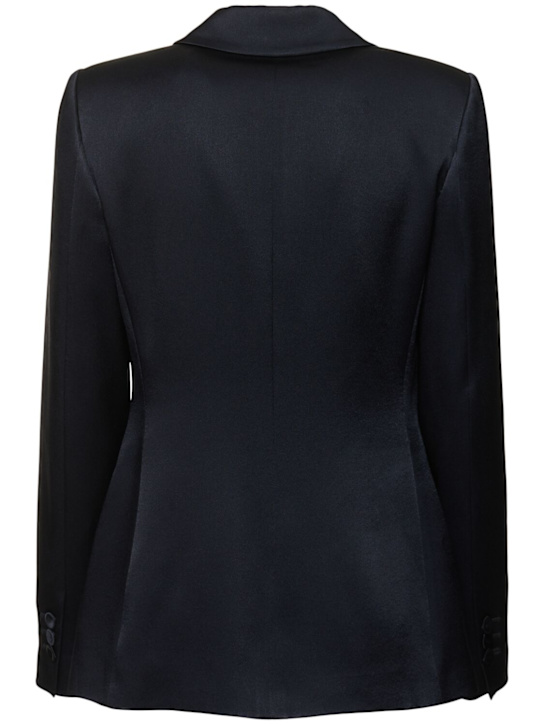 Alberta Ferretti: Satin single breast blazer - Navy - women_4 | Luisa Via Roma