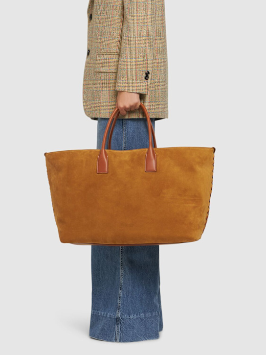 Bottega Veneta: Bolso tote grande Cabat de piel - Camel - women_1 | Luisa Via Roma