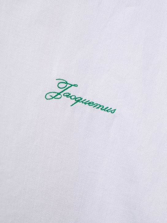 Jacquemus: La chemise cuadro cotton asymmetric - Light Grey - men_4 | Luisa Via Roma