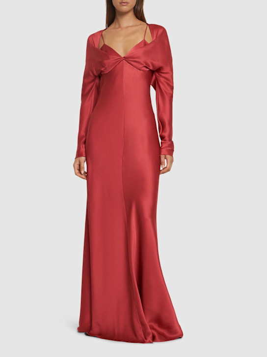 Draped satin long dress - Thumbnail 2