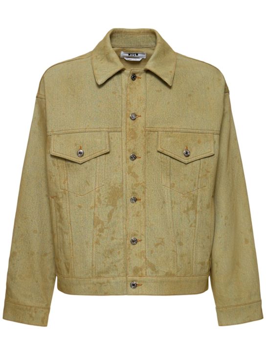 MSGM: Tea wash denim jacket - men_0 | Luisa Via Roma