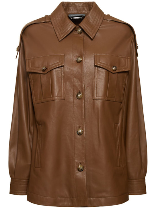 Alberta Ferretti: Buttoned leather jacket - women_0 | Luisa Via Roma