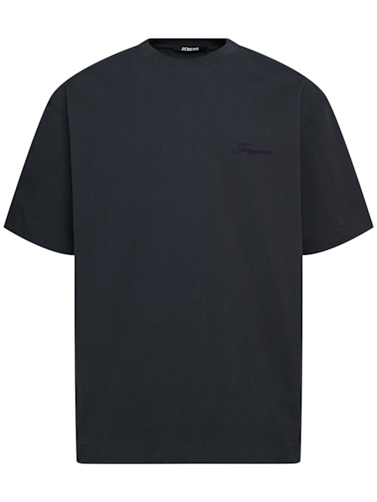 Jacquemus: Le t-shirt halteres cotton t-shirt - Blue - men_0 | Luisa Via Roma