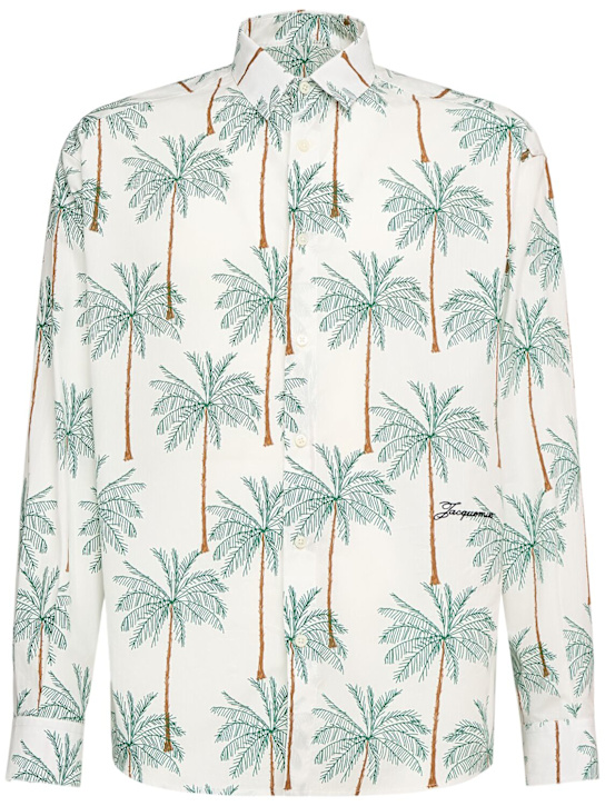 Jacquemus: La chemise simon printed cotton shirt - Print Palmtrees - men_0 | Luisa Via Roma