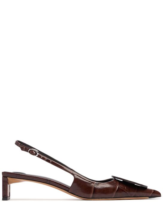 Jacquemus: 40mm Les Duelo B leather slingbacks - Midnight Brown - women_0 | Luisa Via Roma
