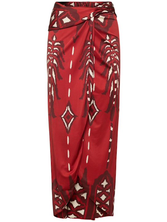 Johanna Ortiz: Avanyu stretch viscose midi wrap skirt - women_0 | Luisa Via Roma