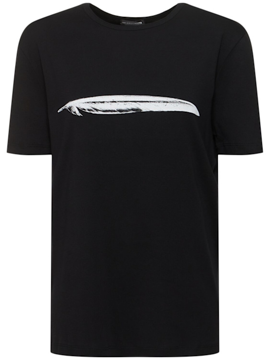 Ann Demeulemeester: Baptist feather print cotton t-shirt - women_0 | Luisa Via Roma